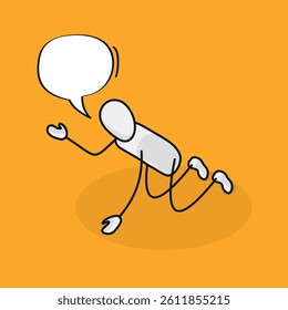 Isometric stick man figure story set characters