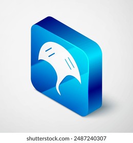 Isometric Stingray icon isolated on grey background. Blue square button. Vector