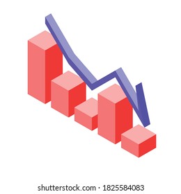 Isometric stock market going down graph vector. EPS10