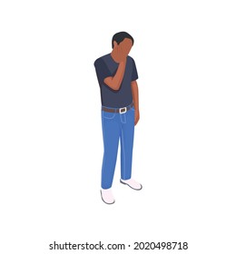 Isometric stomatology icon with man suffering from toothache 3d vector illustration