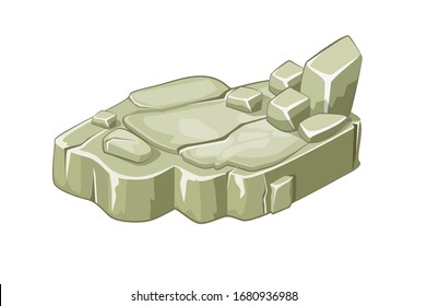 Isometric stone island platforms for the game. Rock or cliff on a white background.