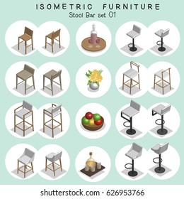 Isometric Stool Bar Furniture Set