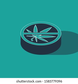 Isometric Stop marijuana or cannabis leaf icon isolated on green background. No smoking marijuana. Hemp symbol.  Vector Illustration