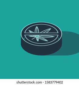 Isometric Stop marijuana or cannabis leaf icon isolated on green background. No smoking marijuana. Hemp symbol.  Vector Illustration
