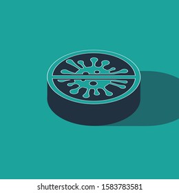 Isometric Stop virus, bacteria, germs and microbe icon isolated on green background. Antibacterial and antiviral defence, protection infection.  Vector Illustration