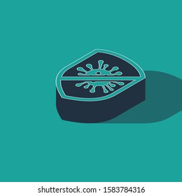 Isometric Stop virus, bacteria, germs and microbe icon isolated on green background. Antibacterial and antiviral defence, protection infection.  Vector Illustration