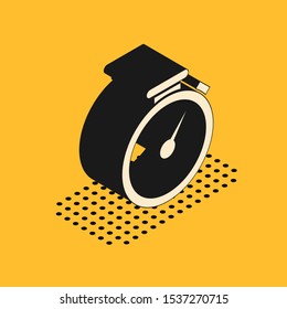 Isometric Stopwatch icon isolated on yellow background. Time timer sign.  Vector Illustration