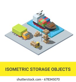 Isometric storage objects vector