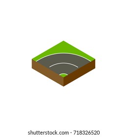 Isometric street corner, curve.