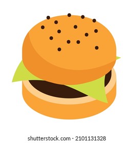 Isometric street food composition with isolated image of burger on blank background vector illustration