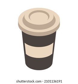 Isometric street food composition with isolated cardboard cup of coffee vector illustration