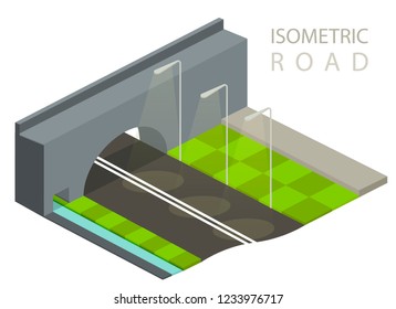 Isometric street: road with street lights