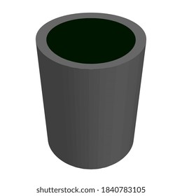 Isometric street trash can made of concrete isolated on white. The waste bin tapers towards the bottom. Vector EPS10.