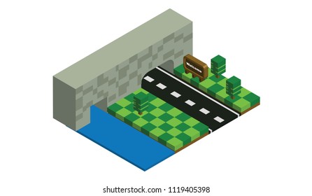 isometric streets and rivers
