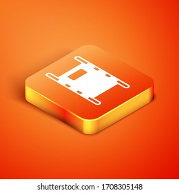 Isometric Stretcher icon isolated on orange background. Patient hospital medical stretcher. Vector Illustration