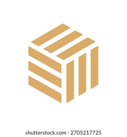 Isométrico rayado Cubo de cartón Logo signo símbolo plano diseño de Vector en stock