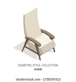 Isometric style 3D vector illustration design interior armchair