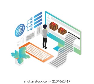 Isometric style b2b cash back ilustración