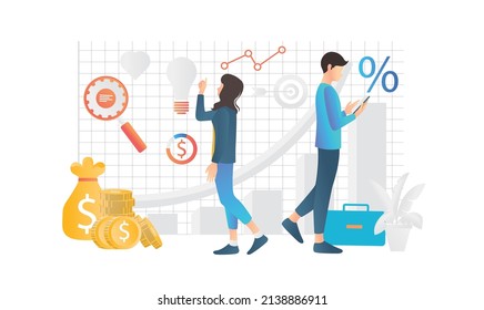 Isometric style business analysis illustration
