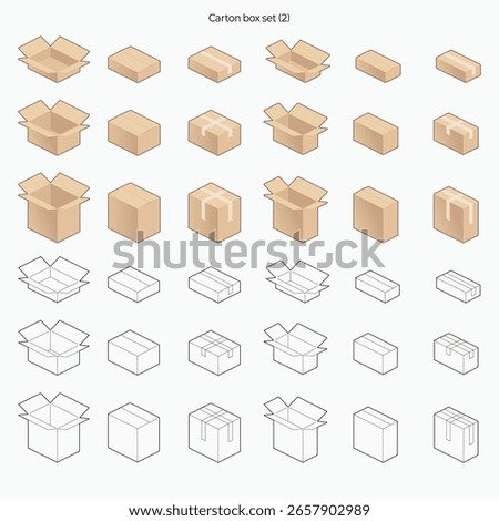 Isometric style carton box set