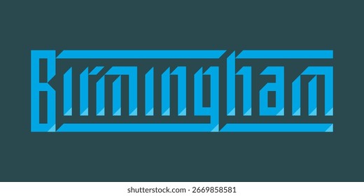Isometric Style City Name Birmingham Design Graphic Typography Illustration