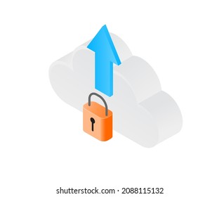 Isometrisches Symbol für Datenspeicherung und Upload-Sicherheit