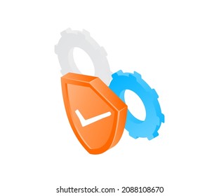 Icono de estilo isométrico sobre la configuración de seguridad