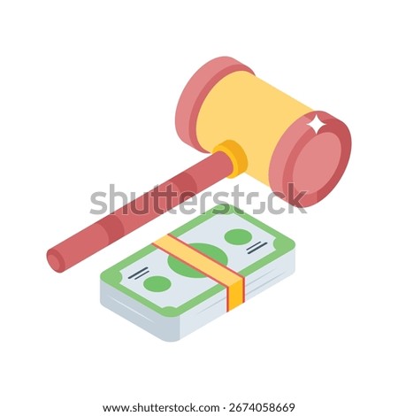 An isometric style icon of bribery punishment setup