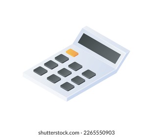 Isometric style icon of calculator device isolated on white background