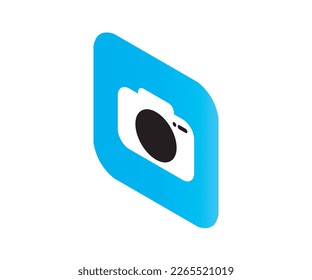 Isometrisches Stilsymbol mit Kamera-App einzeln auf weißem Hintergrund