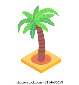 An isometric style icon of coconut tree, editable vector 

