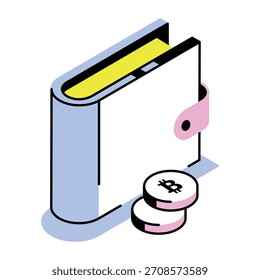 An isometric style icon depicting crypto wallet