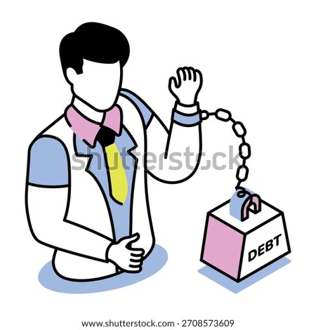 An isometric style icon depicting debt