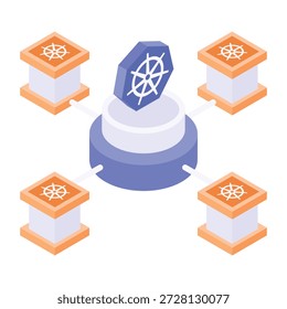 Isometrisches Symbol, das einen Kubernetes-Cluster darstellt
