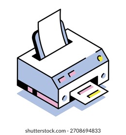An isometric style icon depicting printer