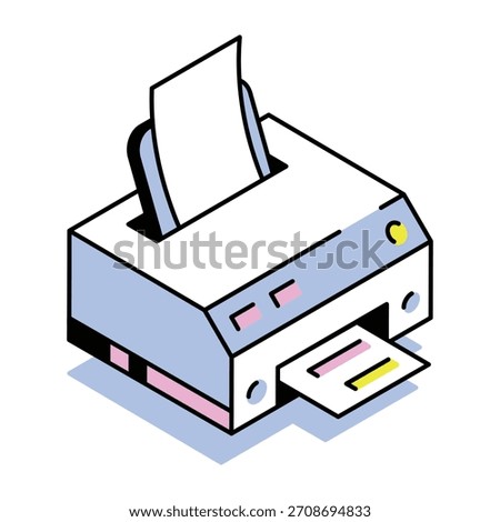 An isometric style icon depicting printer