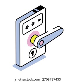 Un icono de estilo isométrico que representa la cerradura inteligente