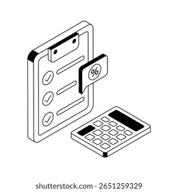 Un icono de estilo isométrico del sistema de contabilidad digital está listo