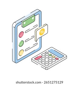 Um ícone de estilo isométrico do sistema de contabilidade digital está pronto