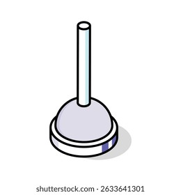 An isometric style icon featuring a plunger tool.
