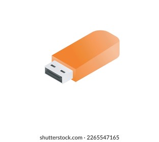 Icono de estilo isométrico del almacenamiento en disco flash aislado en fondo blanco
