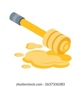 An isometric style icon of golden honey dip stick