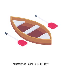 An isometric style icon of kayak, editable vector 

