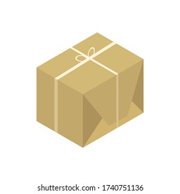 Isometric style icon. Parcel box icon. Cardboard packaging vector illustration isolated on white background.