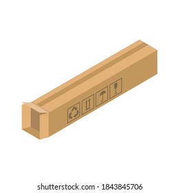 Isometric style icon. Parcela aislada de fondo blanco. Ilustración vectorial de caja de embalaje, caja de cartón, embalaje de cartón para la entrega.