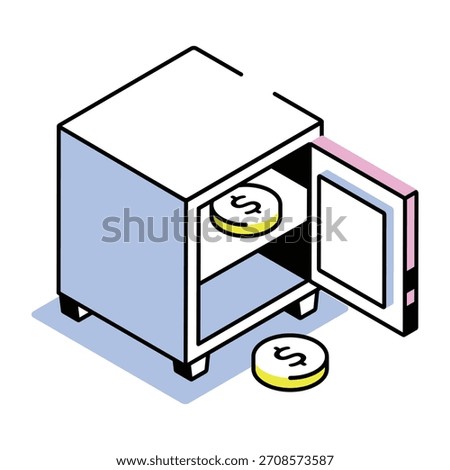 An isometric style icon representing bank vault