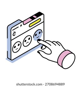Un icono de estilo isométrico que representa la experiencia del Cliente