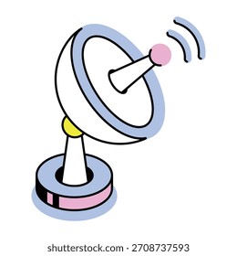 Ein isometrisches Symbol, das eine Parabolschüssel darstellt