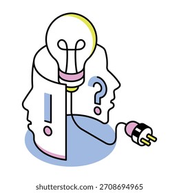Un icono de estilo isométrico que representa la autoconciencia