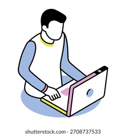 Um ícone de estilo isométrico representando o trabalho